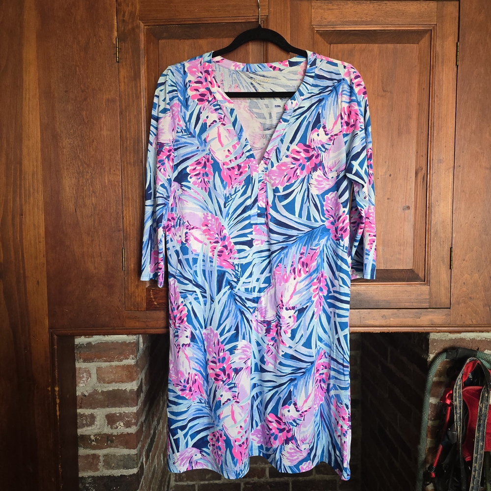 Lilly Pulitzer Daphne Cotton Shift Dress Mr. Peacock Blue Tweethearts - Medium